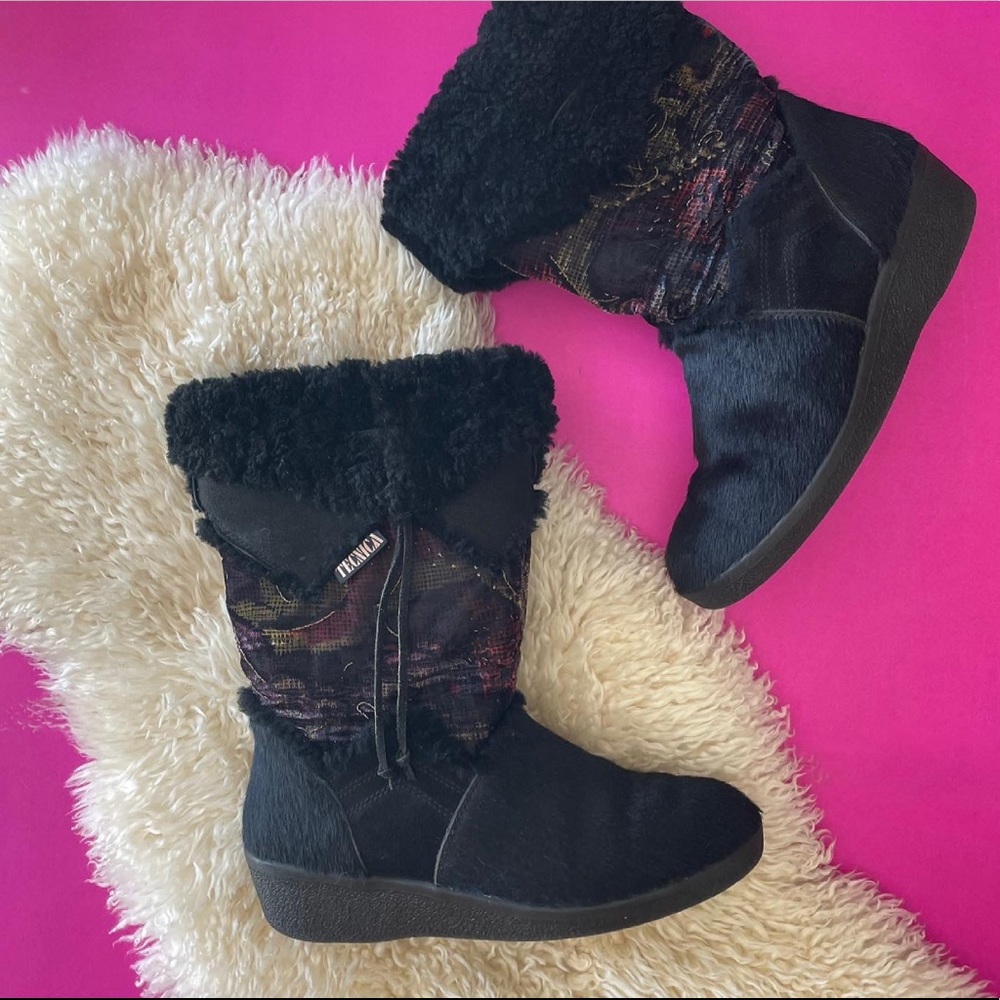 ✨✨SOLD✨✨✔️✔️Tenica Black Calf Hair Ski Boots Size 38EU=7/7.5US